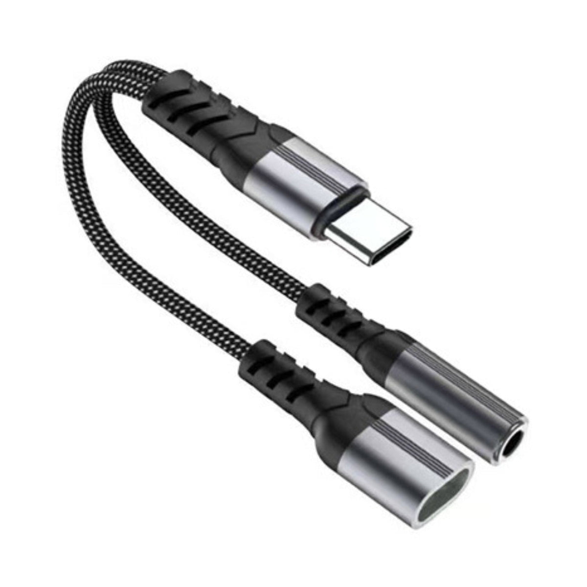 iPhone 16 Compatible USB Type C to 3.5mm Headphone and Charger Adapter, 2-in-1 USB C to Aux Audio Jack Hi-Res DAC and Fast Charging Dongle Cable Compatible with iPhone 16/15 Pro Max,Galaxy S25 S24 Ultra (Grey) - Shockproof Protection by