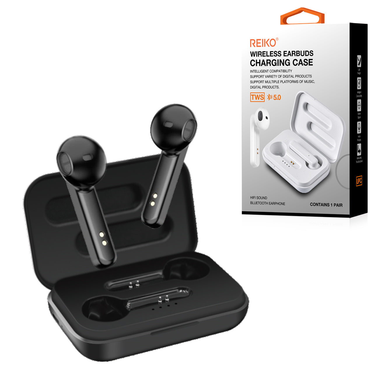 TWS Wireless Earbuds with Charging Case Macaron Finishing In Black (BT-A57BK) - Heavy Duty & Reliable