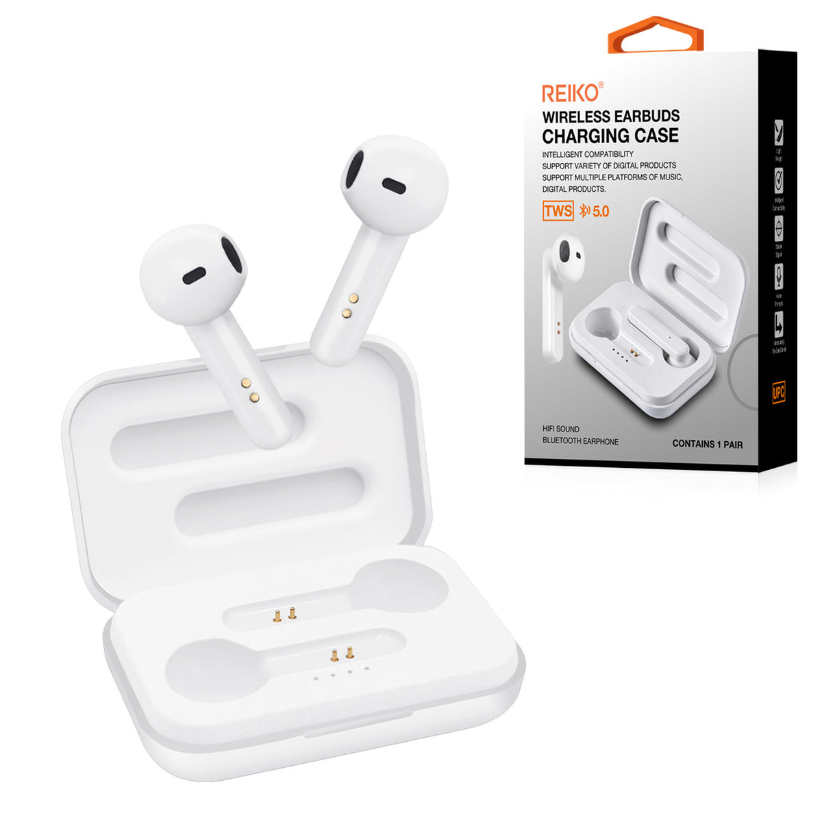 TWS Wireless Earbuds with Charging Case Macaron Finishing In White (BT-A57WH) - Ultra-Slim & Reliable