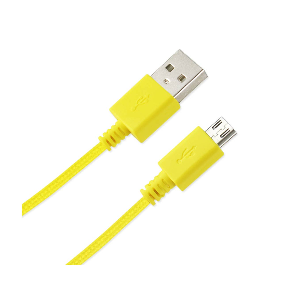 Braided Micro Usb Data Cable 3.3 Feet In Yellow - Shockproof & Reliable