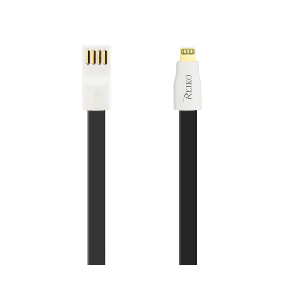 8 PIN FLAT MAGNETIC GOLD PLATED USB DATA CABLE 0.7 FOOT IN BLACK - Durable & Reliable