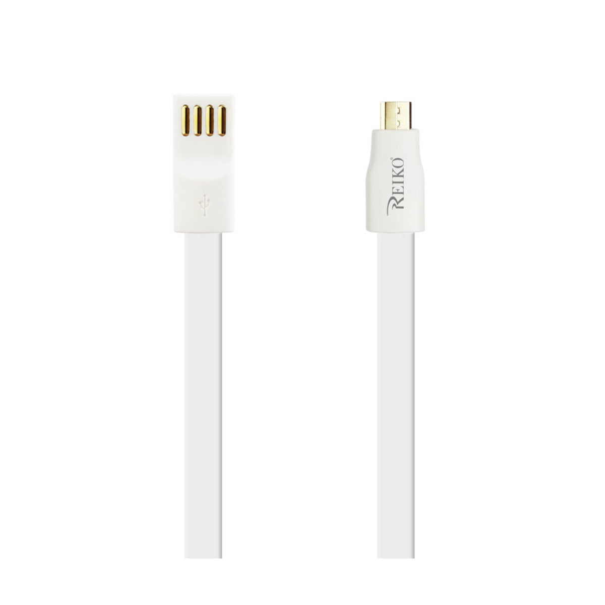 FLAT MAGNETIC GOLD PLATED MICRO USB DATA CABLE 0.7 FOOT IN WHITE - Heavy Duty & Reliable