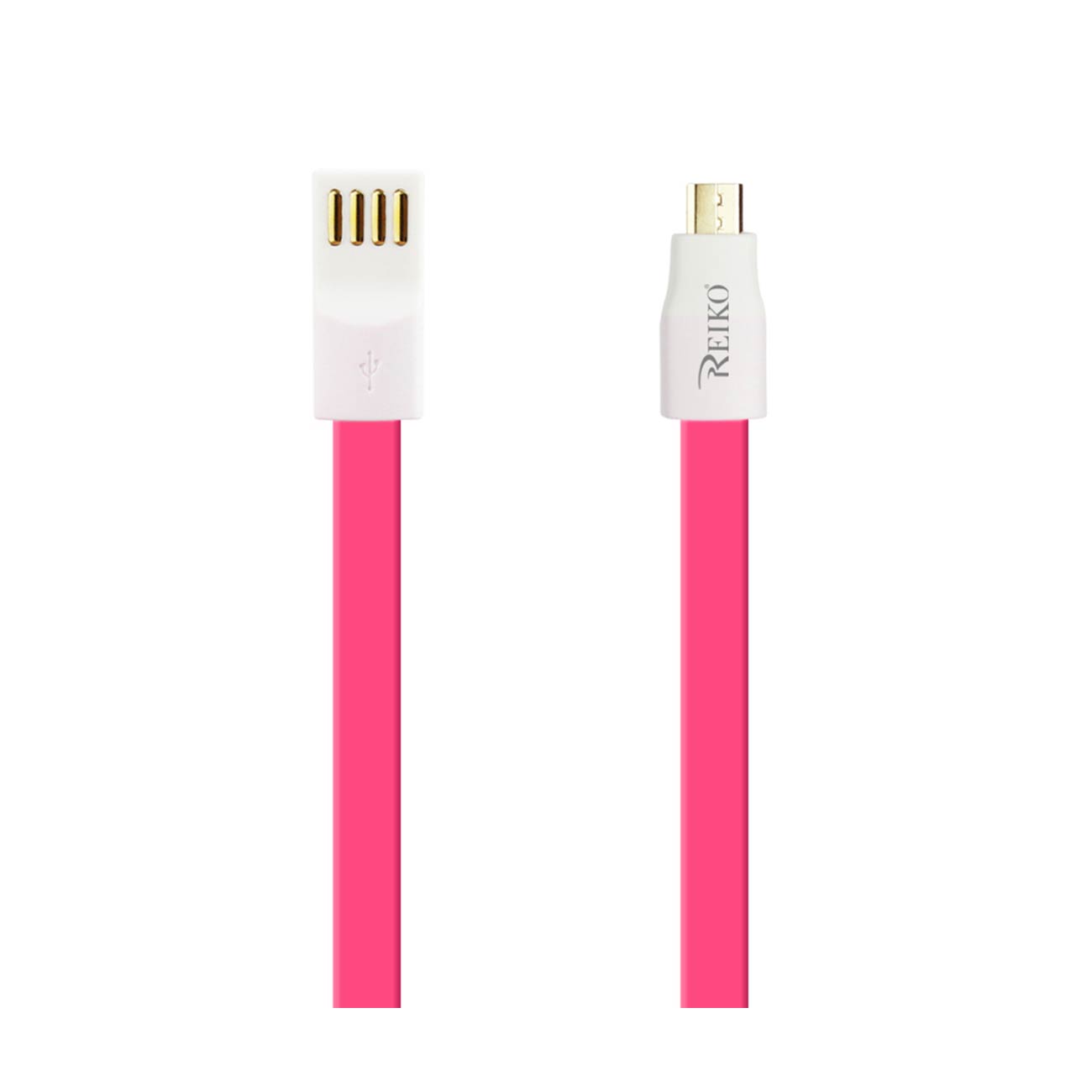 FLAT MICRO USB GOLD PLATED DATA CABLE 3.9FT WITH CABLE TIE IN HOT PINK - Premium & Reliable