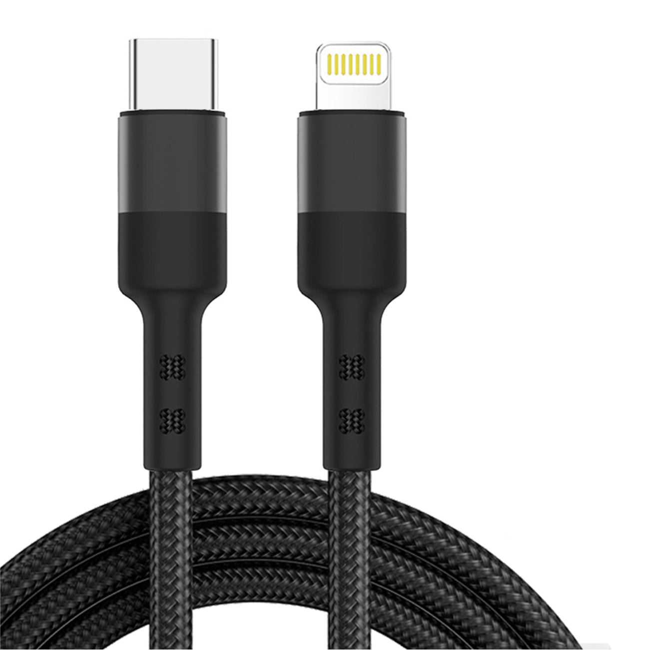 Power Delivery USB-C to 8-PIN Fast Charging & Sync Nylon-Braided 10FT Cable In Black - DC35-PD8PTYPEC10FTBK - Ultra-Slim & Reliable