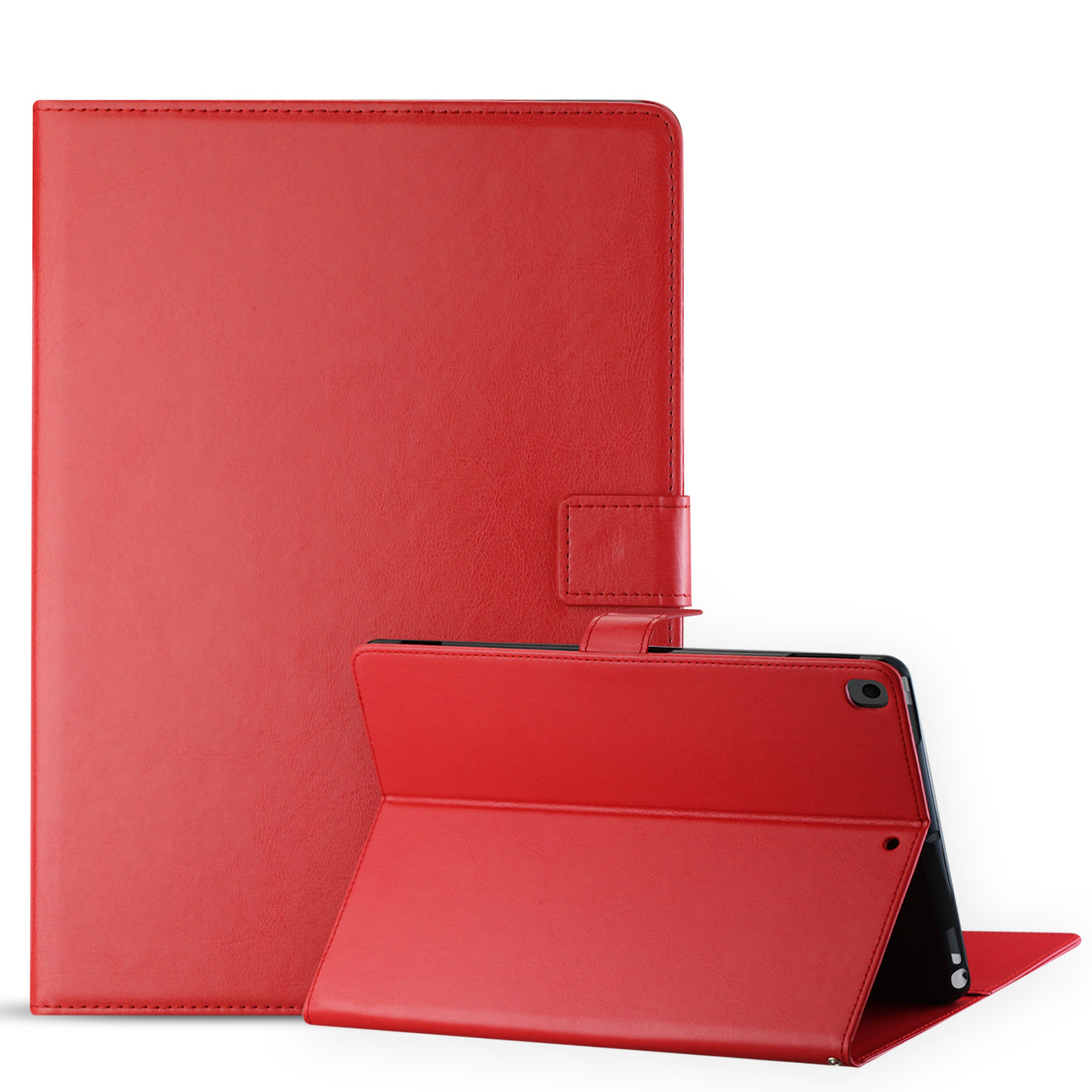 Leather Folio Cover Protective Case for 10.2" iPad 8 2020 or iPad 7 2019 In Red - Heavy Duty & Reliable