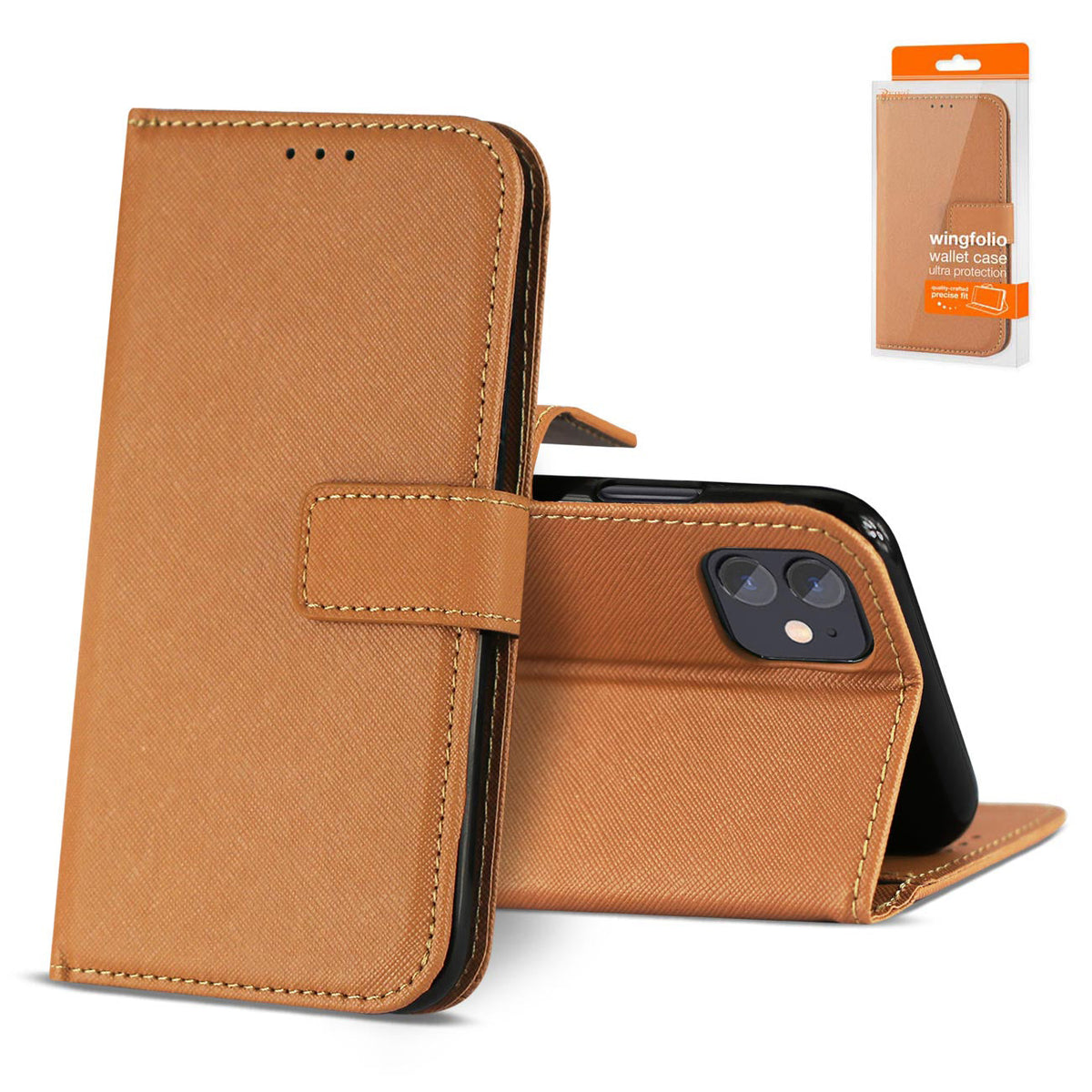 IPHONE 12 MINI Compatible Slim Stand Case with Card Holder Slots APPLE IPHONE 12 MINI In Brown - Durable Protection by