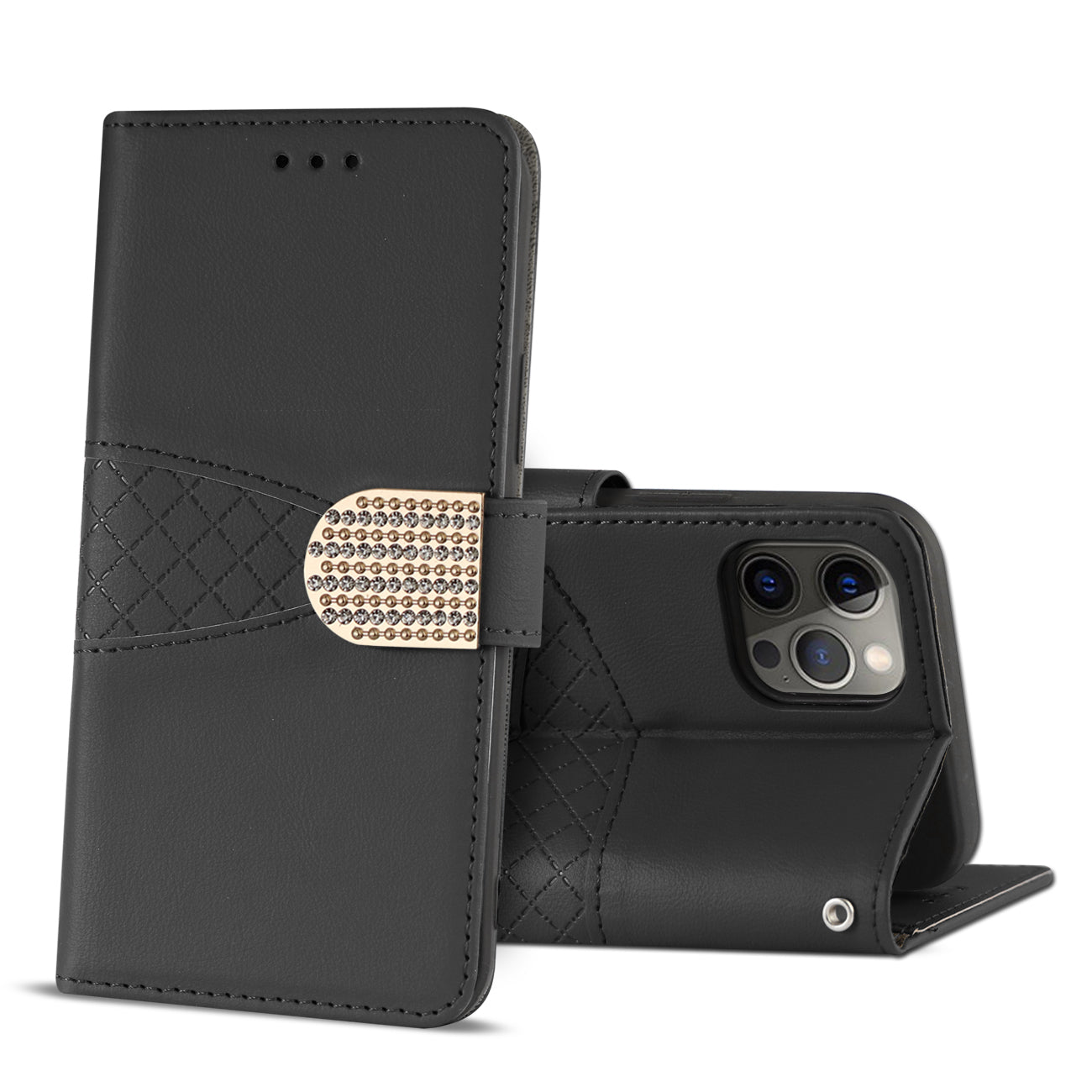 IPHONE 12 PRO Compatible 3-In-1 Wallet Case For APPLE IPHONE 12 PRO MAX In Black - Premium Protection by