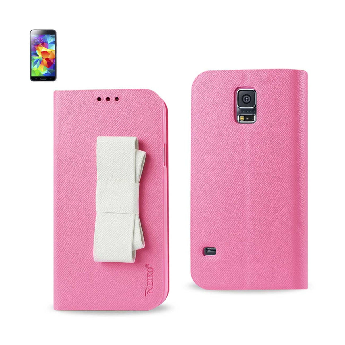 SAMSUNG GALAXY S5 FOLIO WALLET CASES-PINK WHITE (FC30-SAMS5PKWH) - Crystal Clear & Reliable