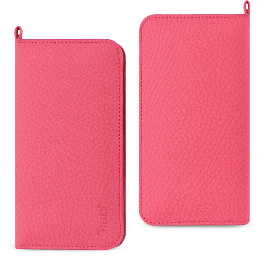 IPHONE 6 Compatible UNIVERSAL WALLET PHONE CASE WITH SIDE POCKETS AND MAGNETIC FLAP FOR IPHONE 6 /6S (5.59X2.79X0.42 INCHES) IN HOT PINK (FC33-562804HK) - Durable Protection by