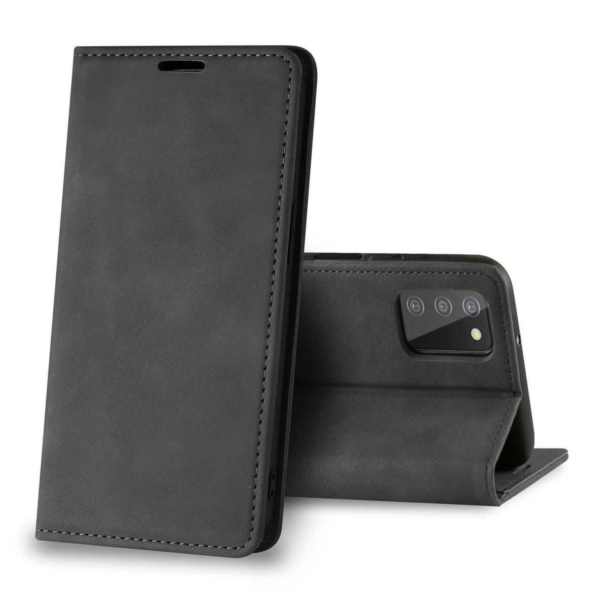 Magnetic wallet Leather phone case For Samsung Galaxy A02S (Black) (FC34-SAMA02SBK) - Durable & Reliable