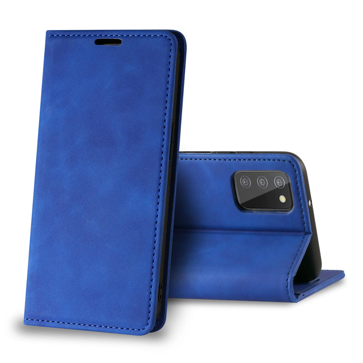 Magnetic wallet Leather phone case For Samsung Galaxy A02S (Blue) (FC34-SAMA02SBL) - Shockproof & Reliable