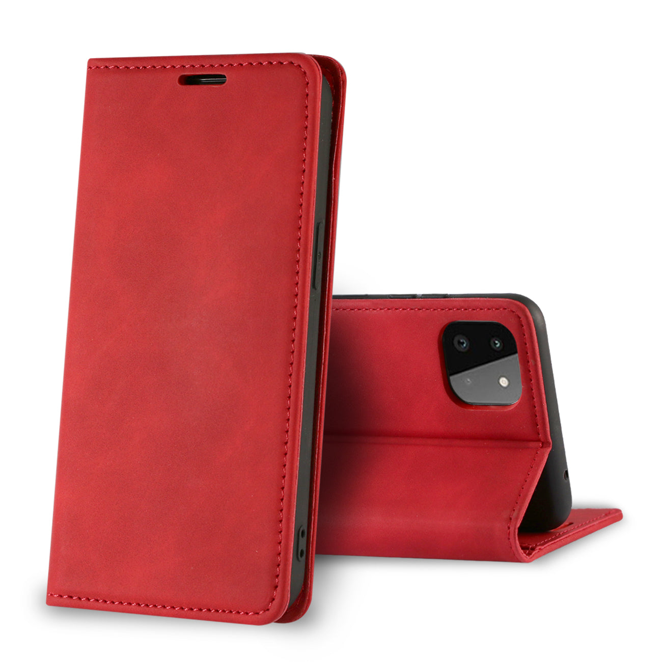 IPHONE6 Compatible Magnetic wallet Leather phone case For Samsung Galaxy A22 5G (Red) (FC35-IPHONE6BK) - Shockproof Protection by