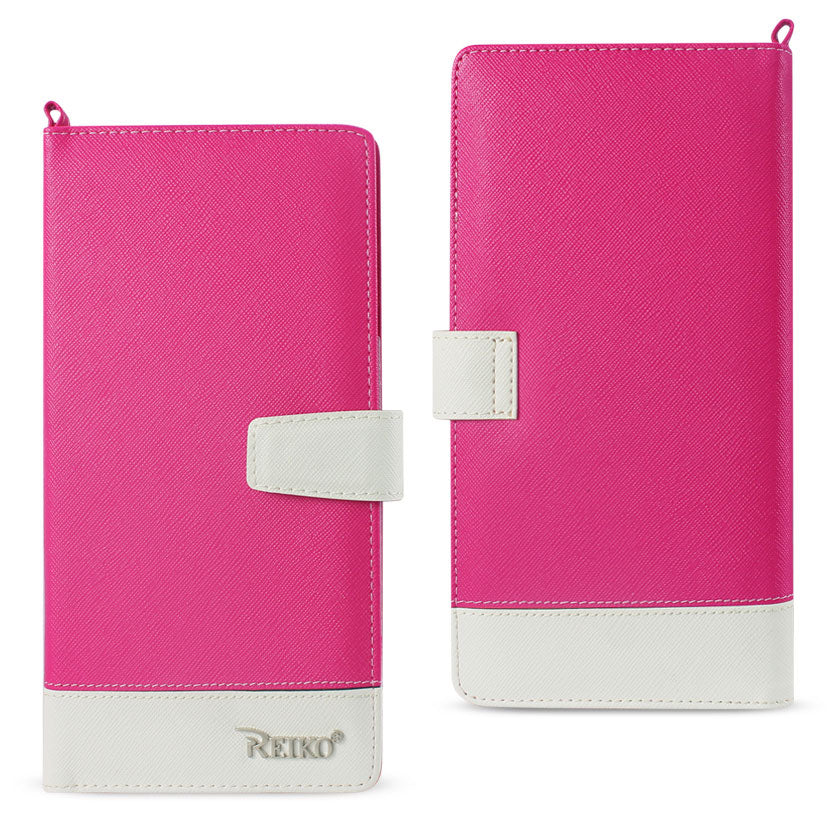 IPHONE 6/ 6S TWO TONE SUPER WALLET CASE WITH MULTIPLE CARD SLOTS IN WHITE HOT PINK (FC35-IPHONE6WHHK) - Heavy Duty & Reliable