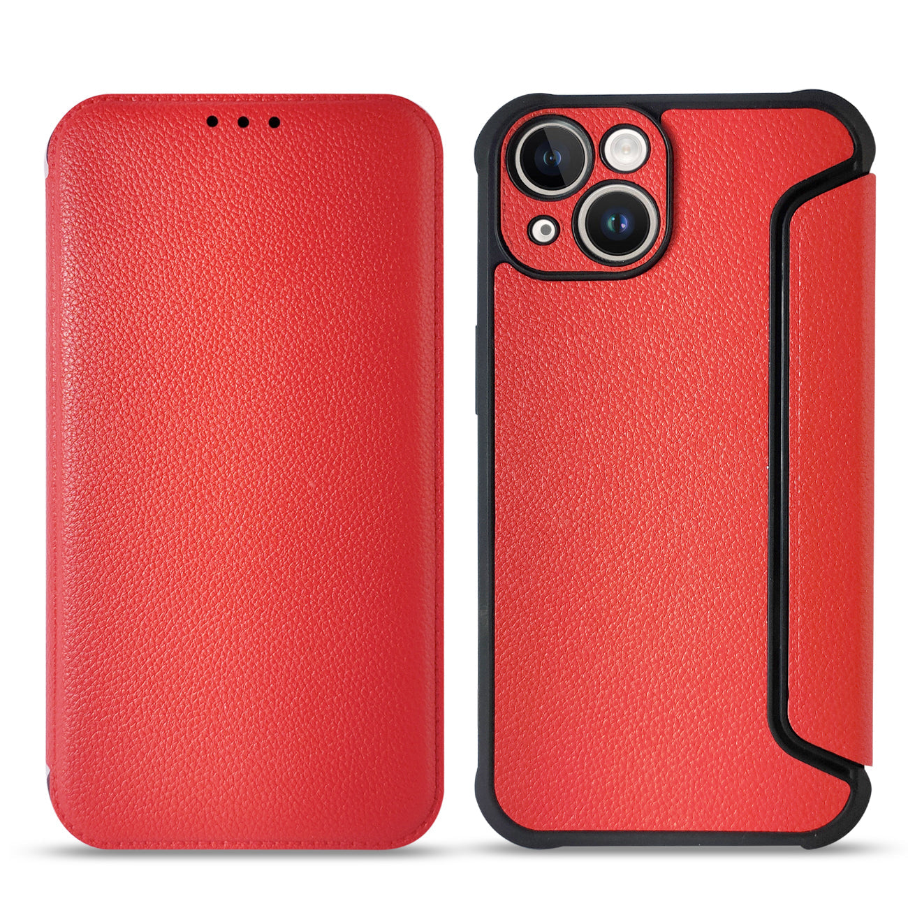iPhone 14 Compatible Magnetic wallet Leather phone case For Apple iPhone 14 In Red (FC36-IPH14RD) - Durable Protection by