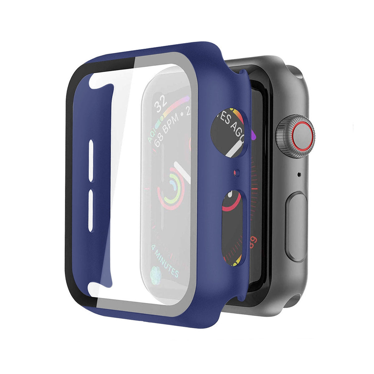 Full Cover tempered glass screen protector with pc case for Apple Watch 44 mm In Navy - Premium & Reliable