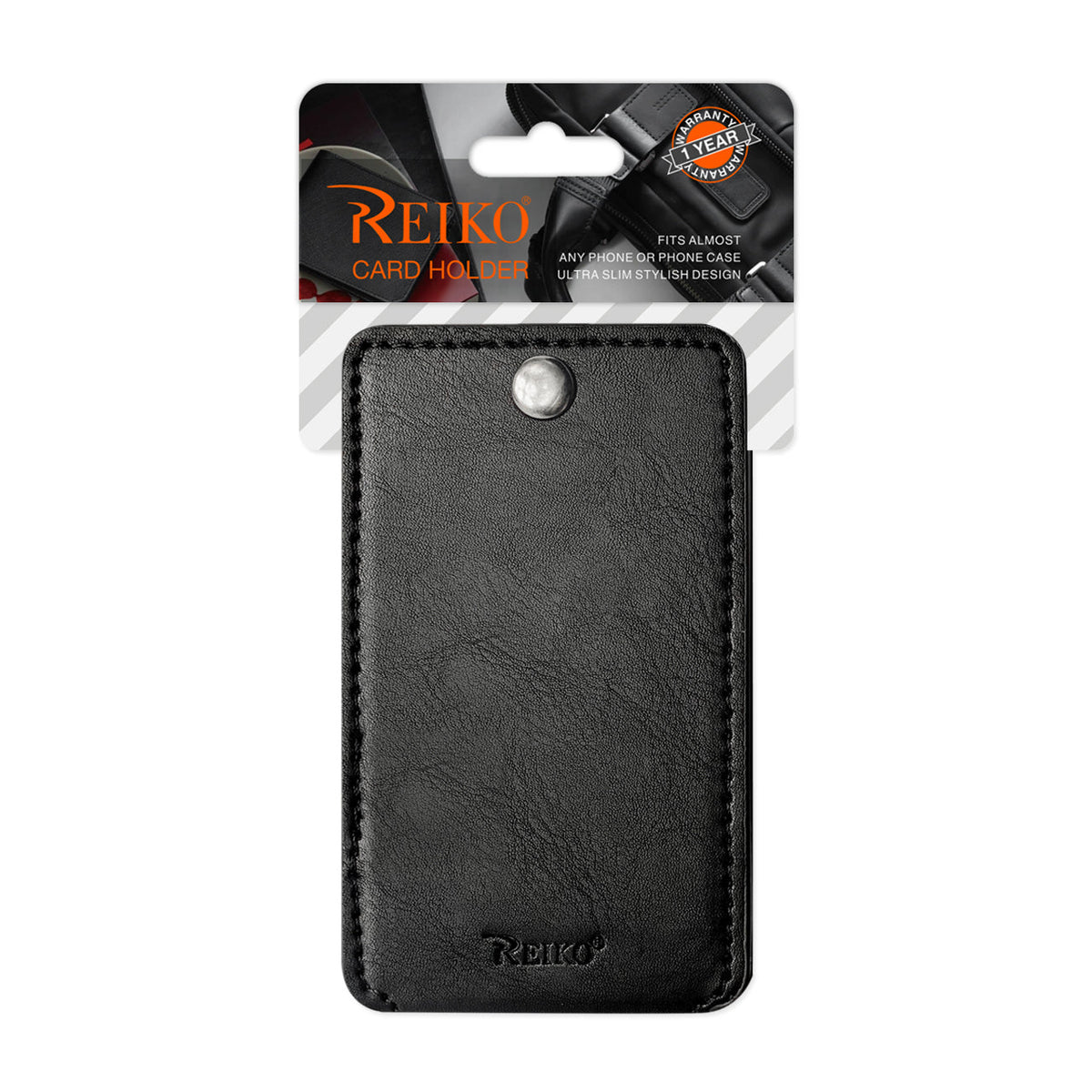 Leather Adhesive Foldable Pocket Card Holder with Two Slots In Black - Shockproof & Reliable