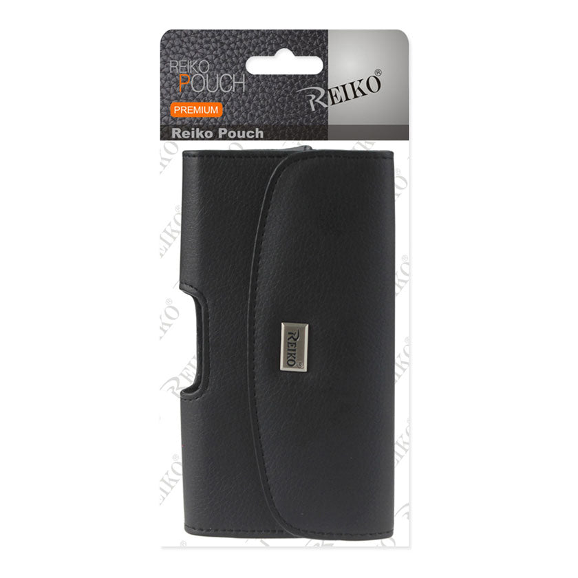 Horizontal Leather Pouch With Embossed Logo In Black (7.0X3.9X0.7 Inches) - Heavy Duty & Reliable
