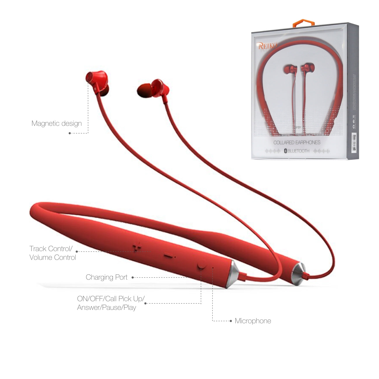 Universal Bluetooth Earphones Red HSBT1570-UNIRD - Heavy Duty & Reliable