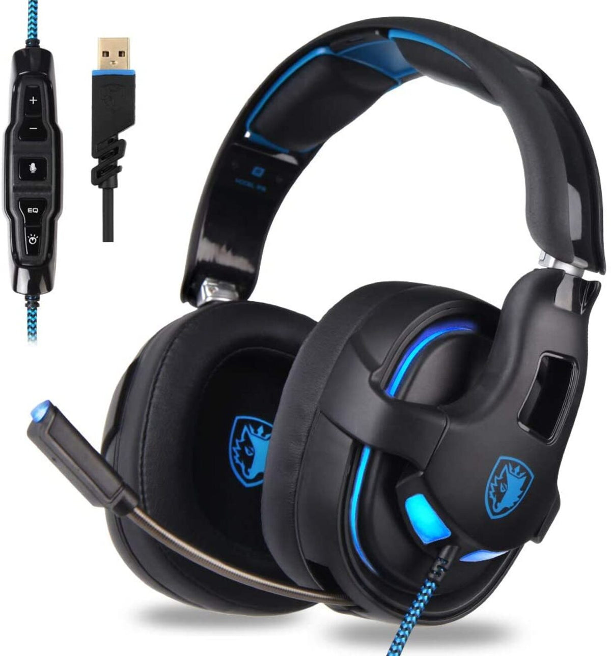 Gaming Headset USB Headset Stereo Over-Ear Gaming Headphones with Microphone EQ Bass Boost Button - Premium & Reliable