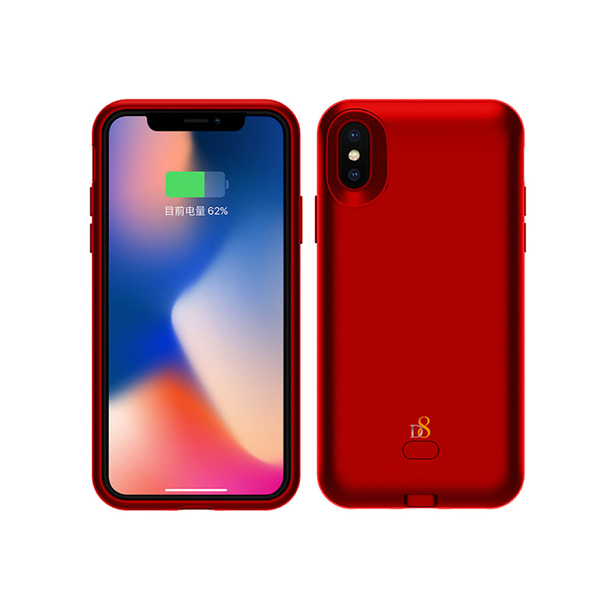 iPhone X Battery Case with Qi Wireless Charging, Support Lightning headphones, Real 3000mAh Rechargeable Extended Protective Battery Charging Case for iPhone X In Red - Shockproof & Reliable