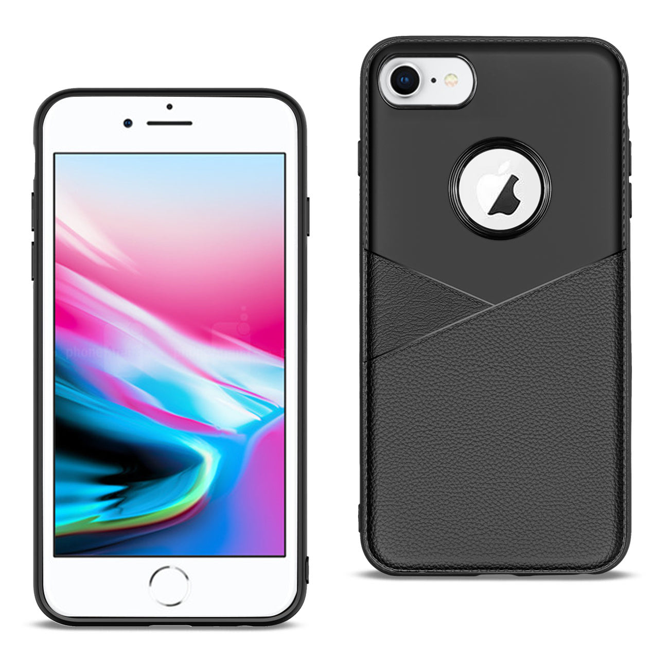 iPhone 7/8/SE2 TPU Leather feel Case Leather Fit Flexible Slim Premium Case in Black - Premium & Reliable
