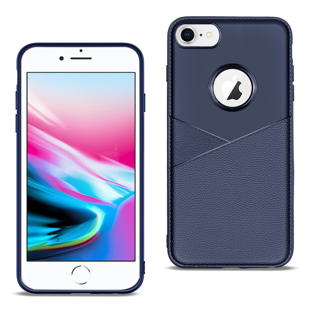 iPhone 7/8/SE2 TPU Leather feel Case Leather Fit Flexible Slim Premium Case in Blue - Ultra-Slim & Reliable