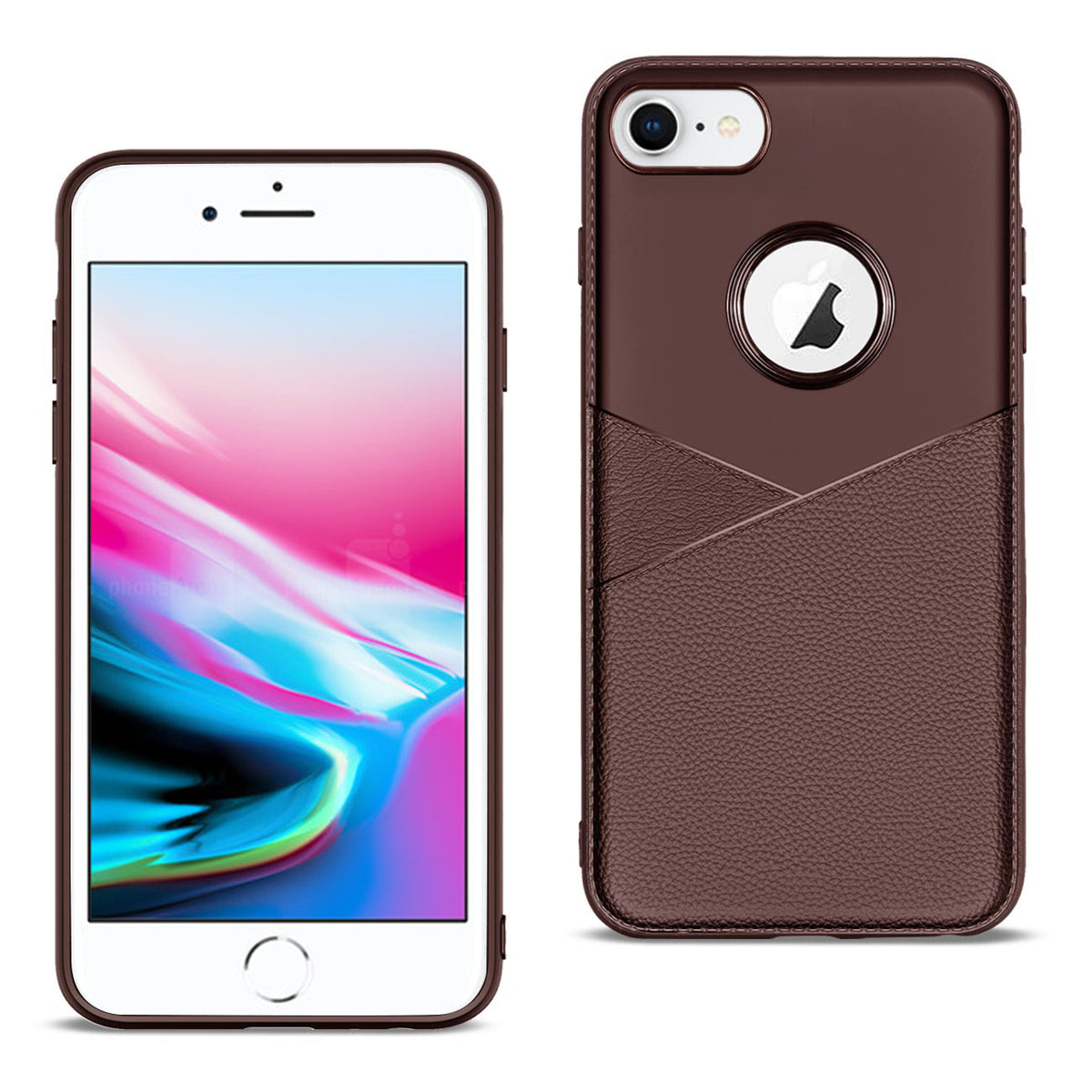 iPhone 7/8/SE2 TPU Leather feel Case Leather Fit Flexible Slim Premium Case in Brown - Crystal Clear & Reliable