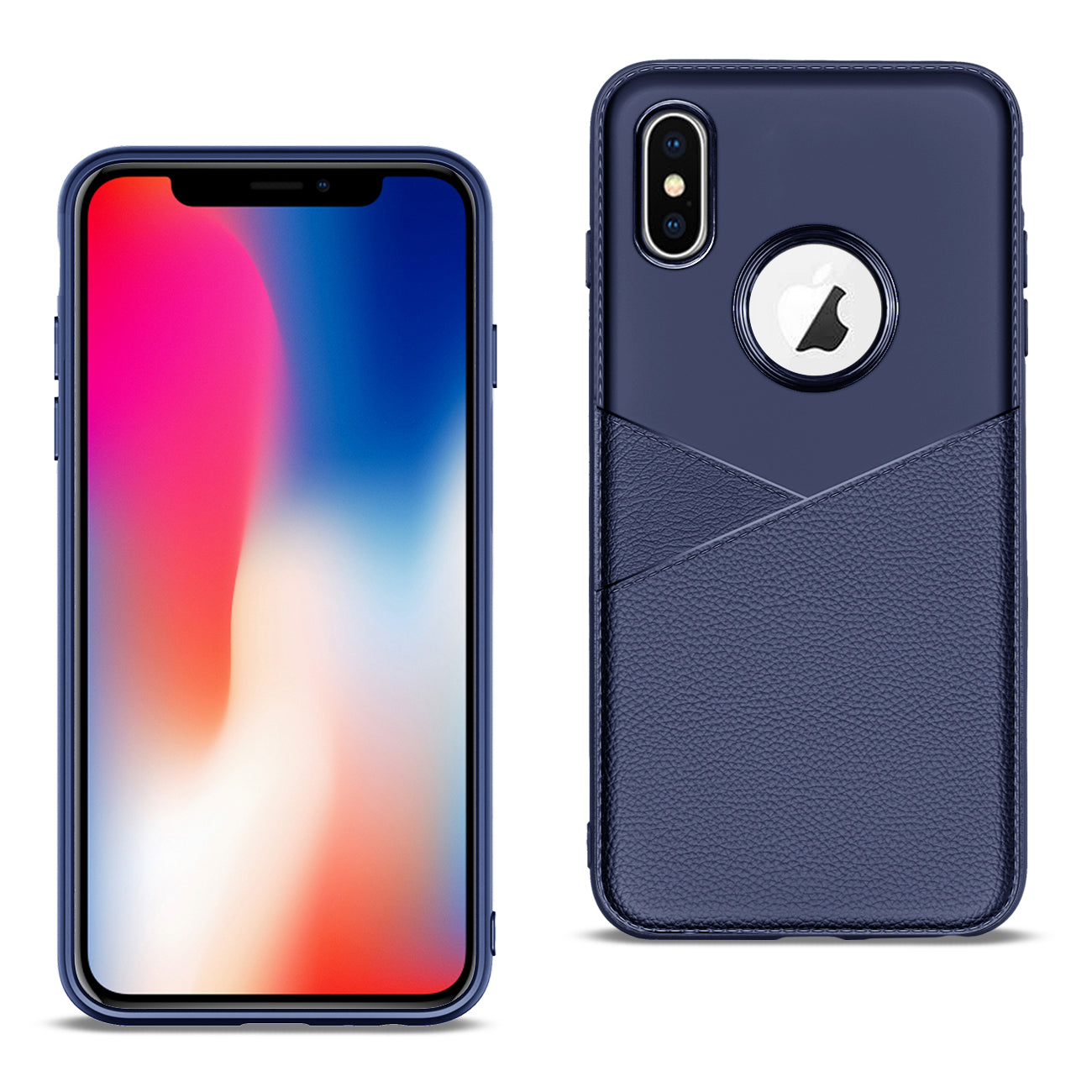 APPLE IPHONE X/XS TPU Leather feel Case Leather Fit Flexible Slim Premium Case in Blue - Premium & Reliable