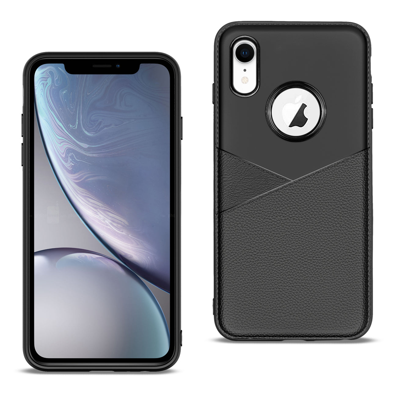 APPLE IPHONE XR TPU Leather feel Case Leather Fit Flexible Slim Premium Case in Black - Heavy Duty & Reliable