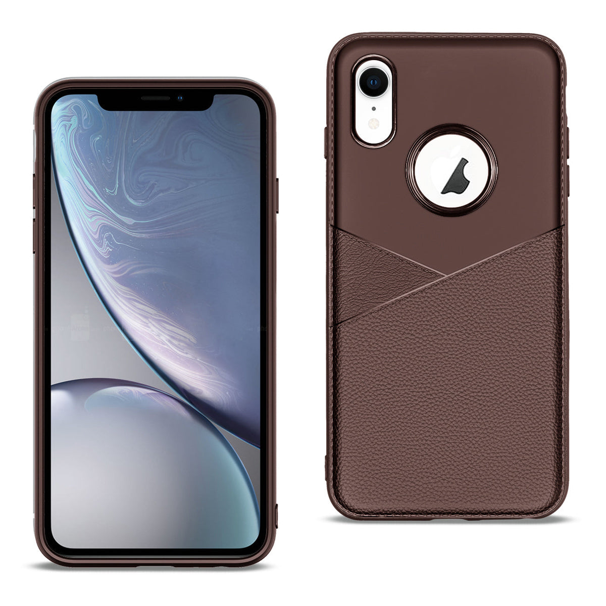 APPLE IPHONE XR TPU Leather feel Case Leather Fit Flexible Slim Premium Case in Brown - Shockproof & Reliable