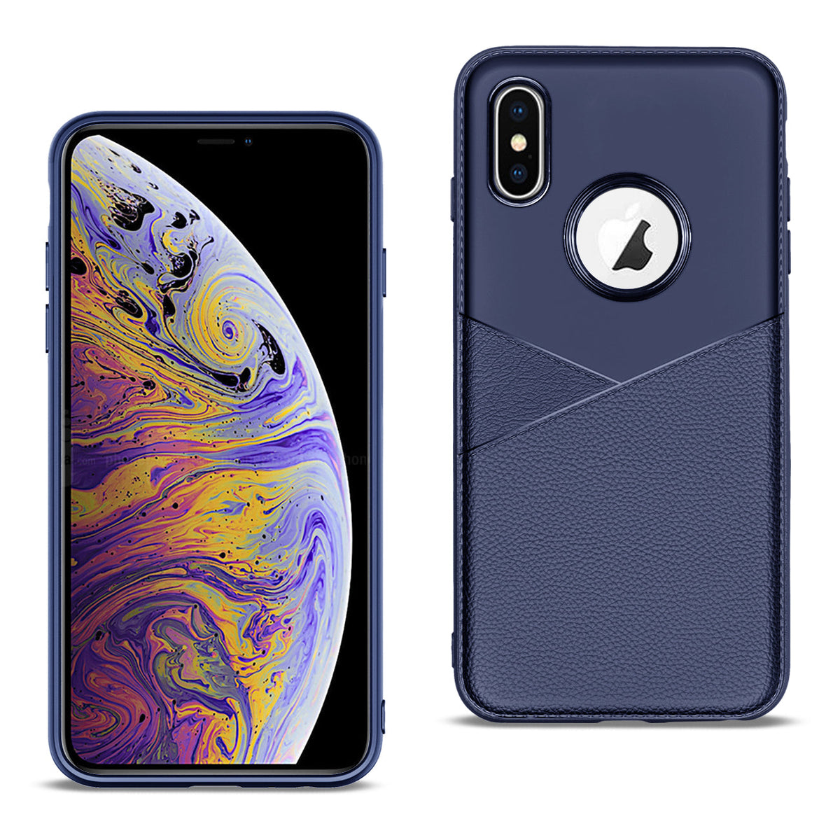 APPLE IPHONE XS MAX TPU Leather feel Case Leather Fit Flexible Slim Premium Case in Blue - Heavy Duty & Reliable