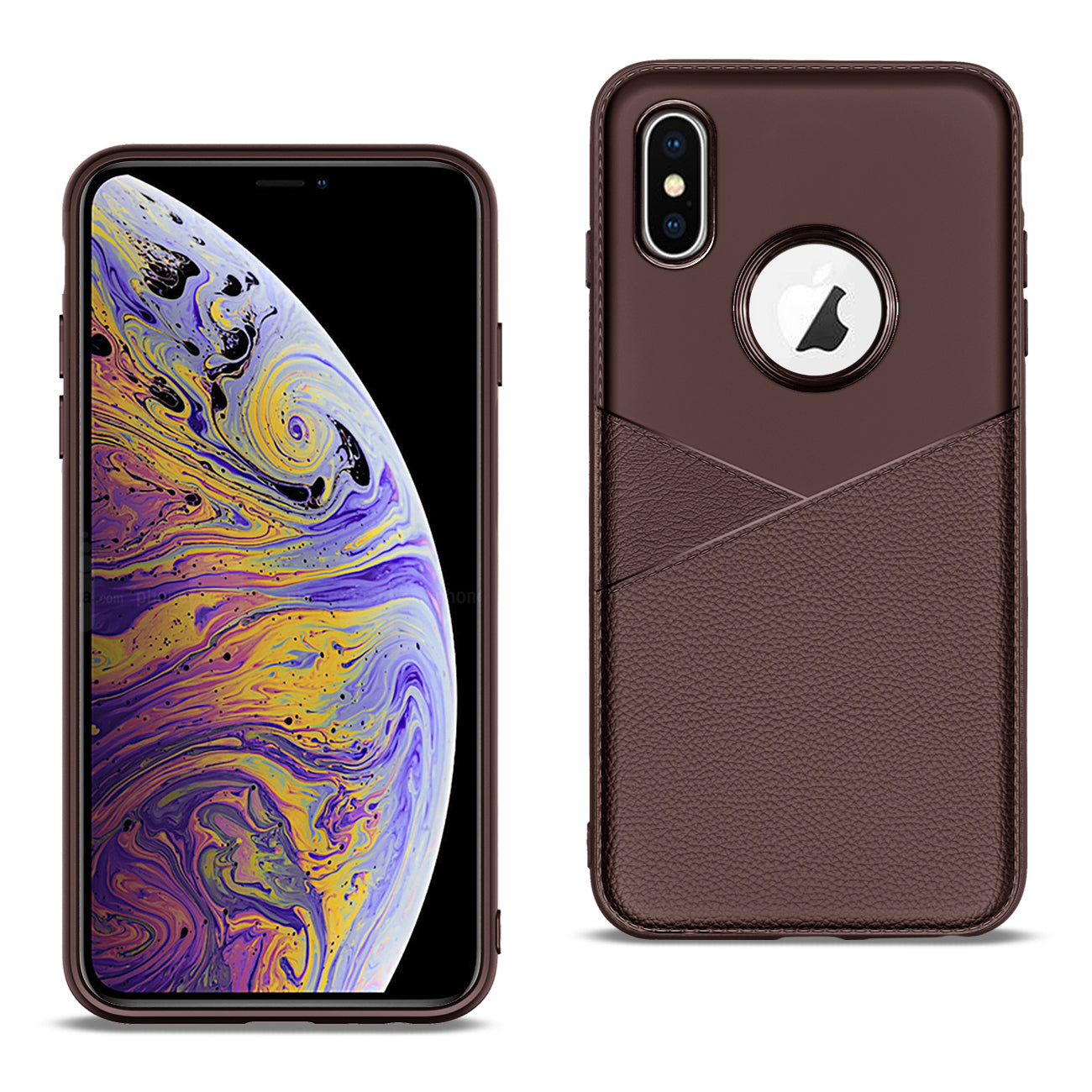 APPLE IPHONE XS MAX TPU Leather feel Case Leather Fit Flexible Slim Premium Case in Brown - Ultra-Slim & Reliable