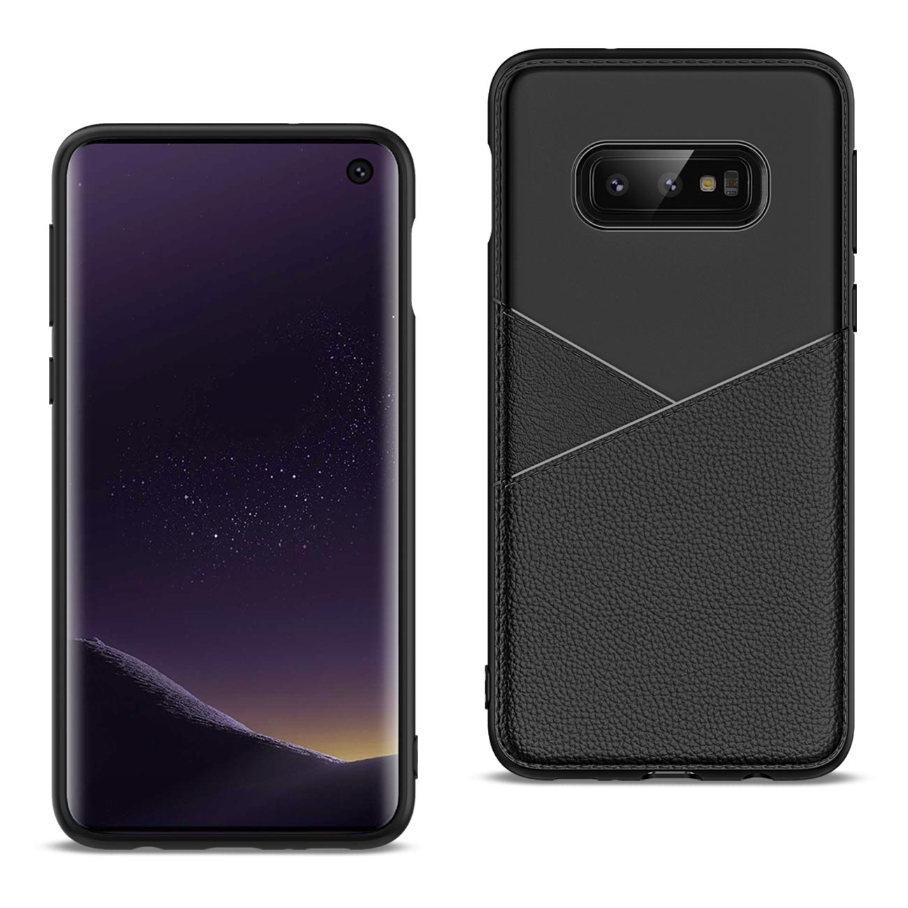 SAMSUNG GALAXY S10 Lite(S10e) TPU Leather feel Case Leather Fit Flexible Slim Premium Case in Black - Premium & Reliable