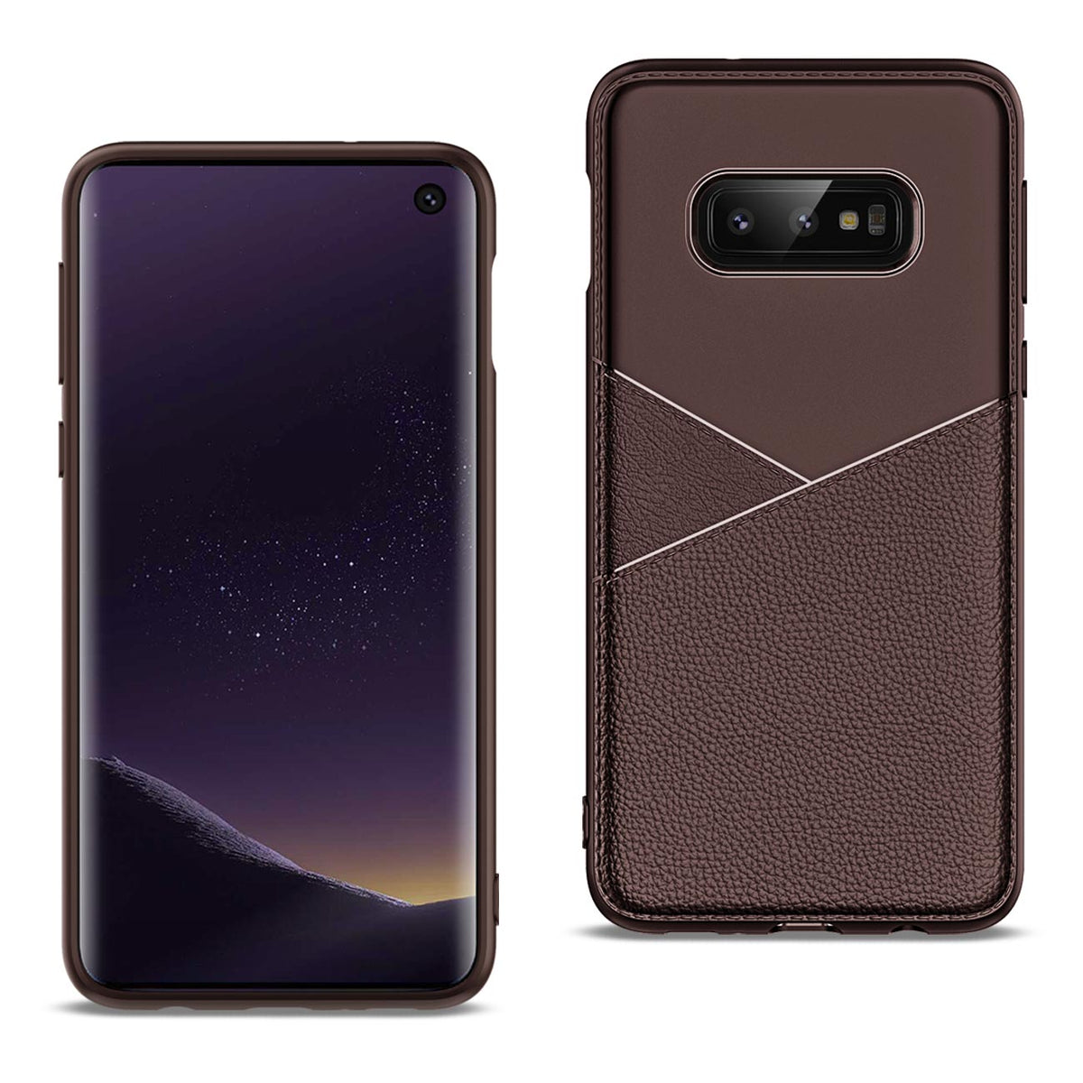SAMSUNG GALAXY S10 Lite(S10e) TPU Leather feel Case Leather Fit Flexible Slim Premium Case in Brown - Ultra-Slim & Reliable