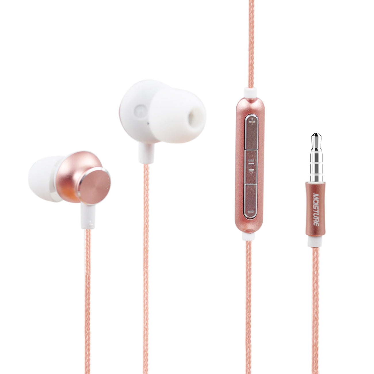 Bass Earphones with Monibearing Mic In Rose Gold-HS77RG - Heavy Duty & Reliable