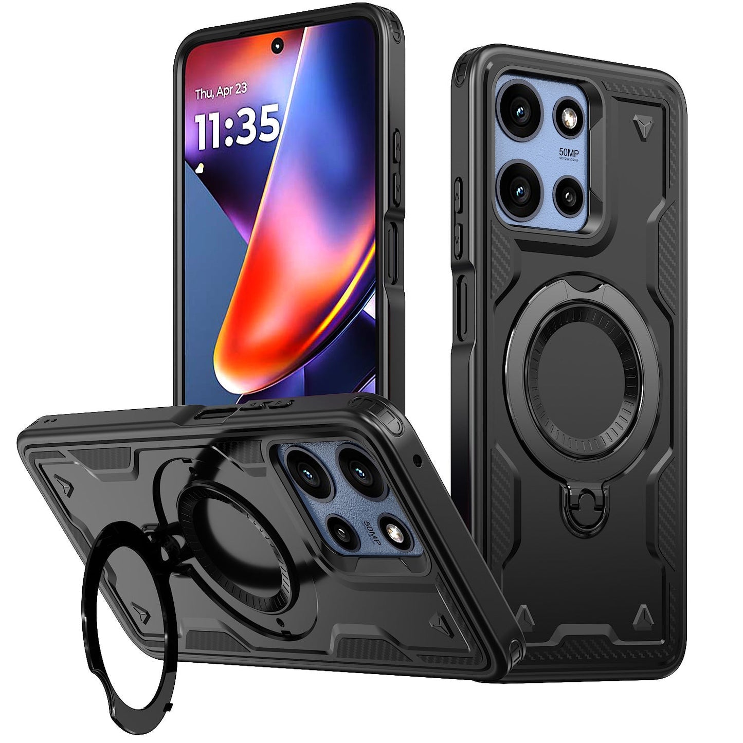 360¡ã Rotating Magnetic Versatile Stand Gray Compatible with Motorola Moto G 5G 2025 - Heavy Duty & Reliable