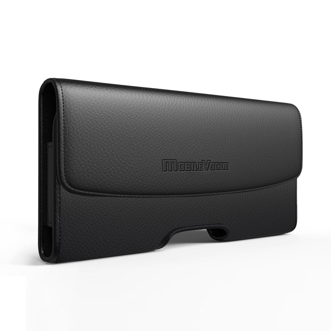 Horizontal Leather Pouch With Embossed Logo In Black (5.8X3.2X0.7 Inches) - Ultra-Slim & Reliable