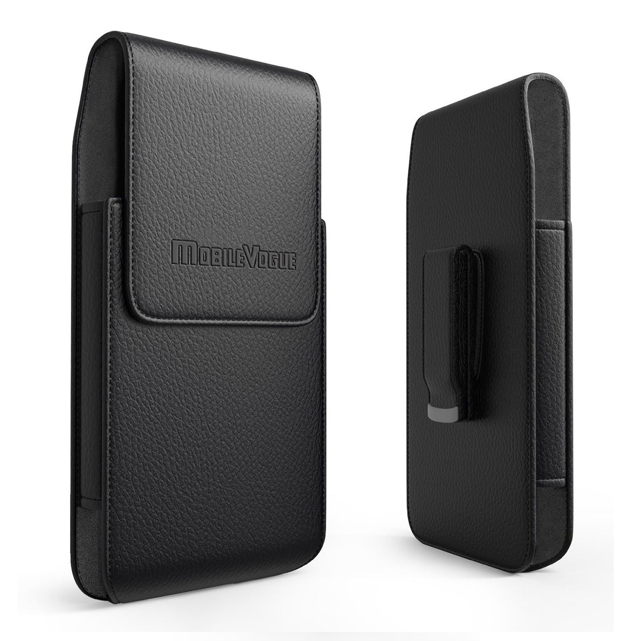 MV Vertical Leather Pouch With Magnetic Closure and Belt Loop In Black (6.1 x 3.2 x 0.7 Inches) - Ultra-Slim & Reliable
