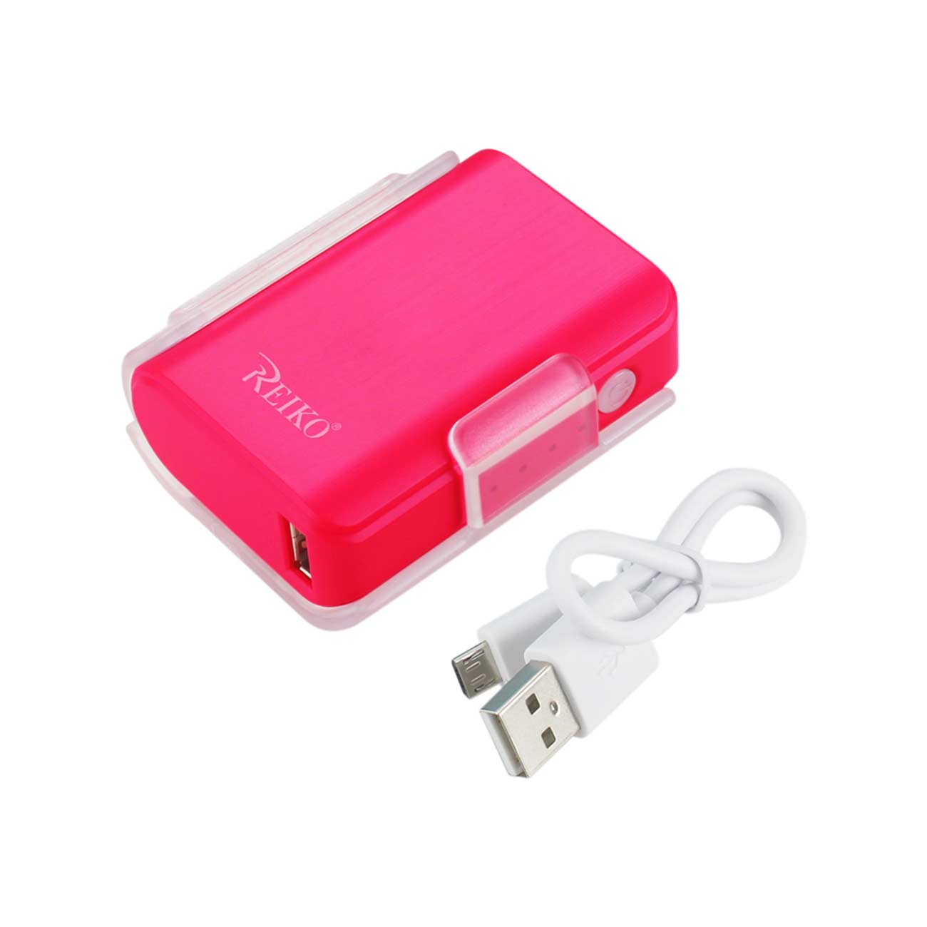4000MAH UNIVERSAL POWER BANK WITH CABLE IN HOT PINK - Ultra-Slim & Reliable
