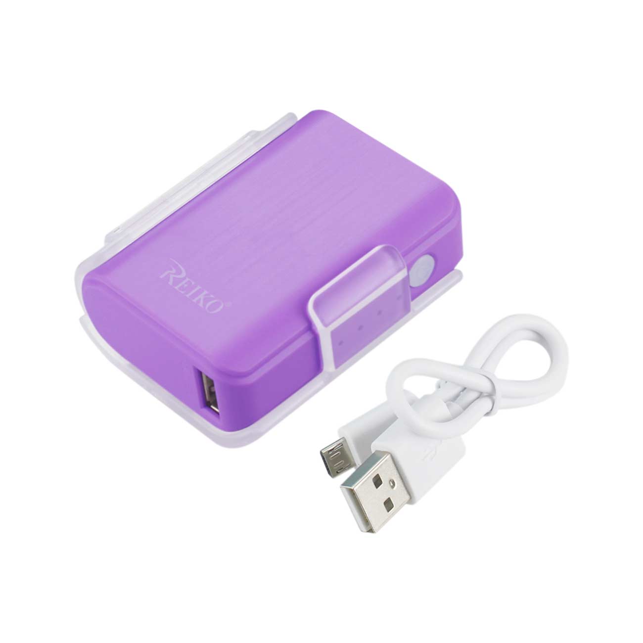 4000MAH UNIVERSAL POWER BANK WITH CABLE IN PURPLE - Shockproof & Reliable