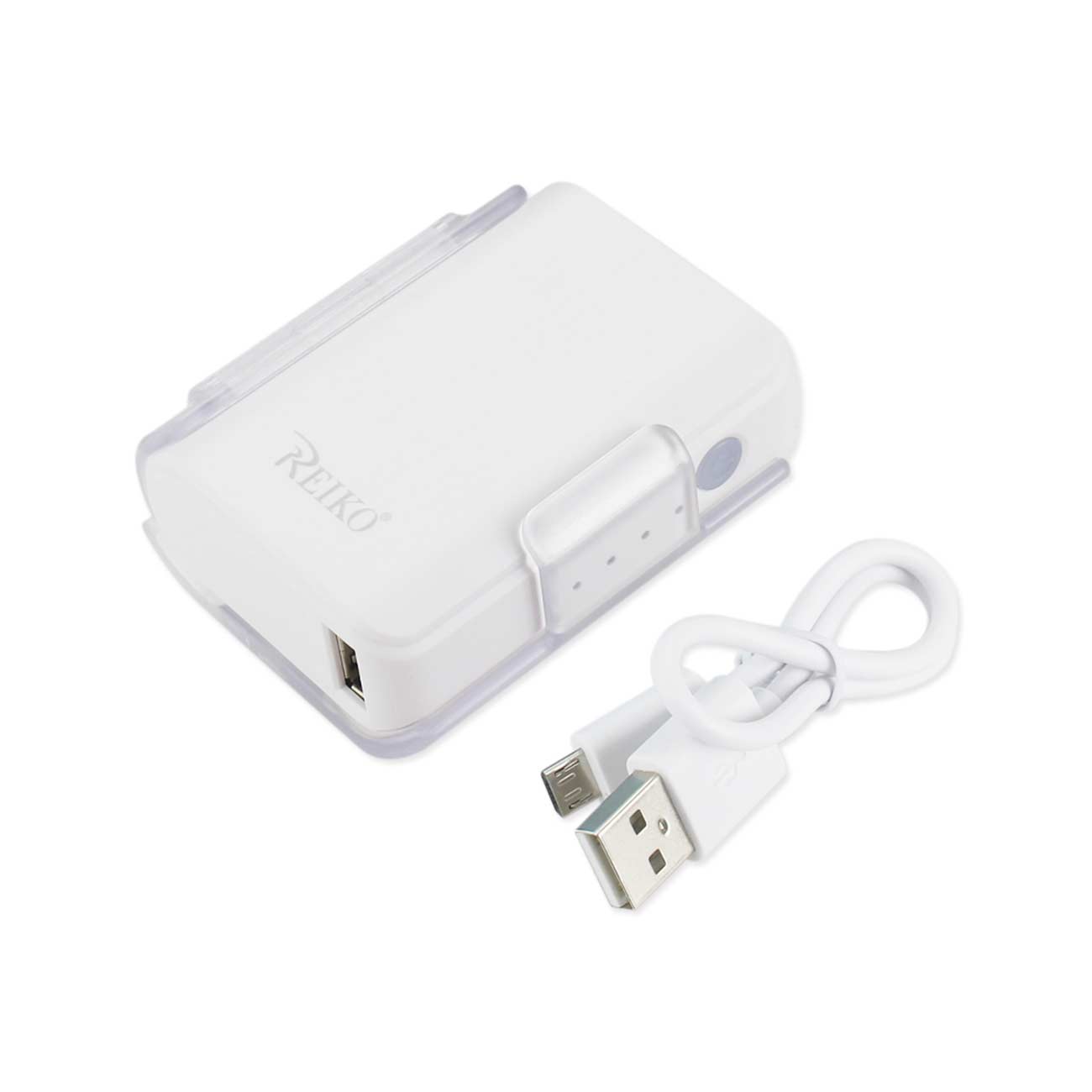 4000MAH UNIVERSAL POWER BANK WITH CABLE IN WHITE - Durable & Reliable