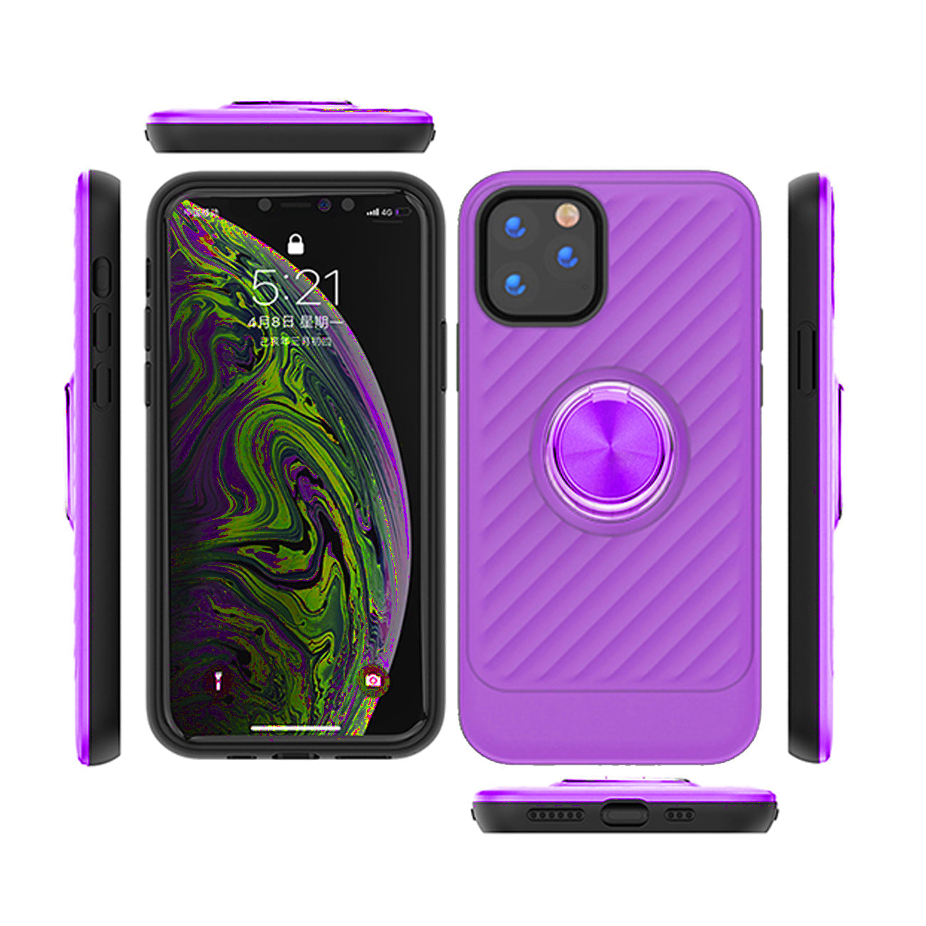 IPHONE 11 PRO Compatible APPLE IPHONE 11 PRO Case with Ring Holder In Purple - Premium Protection by