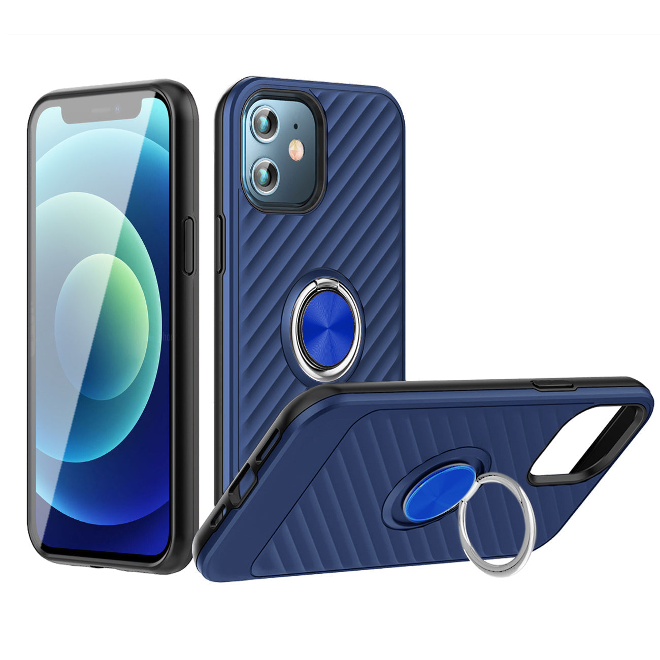 IPHONE 12 MINI Compatible Phone Case with Ring Holder APPLE IPHONE 12 MINI In Blue - Premium Protection by
