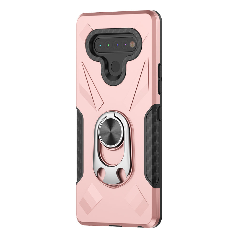 Phone Case with Ring Holder LG K51 Case In Rose Gold - Heavy Duty & Reliable