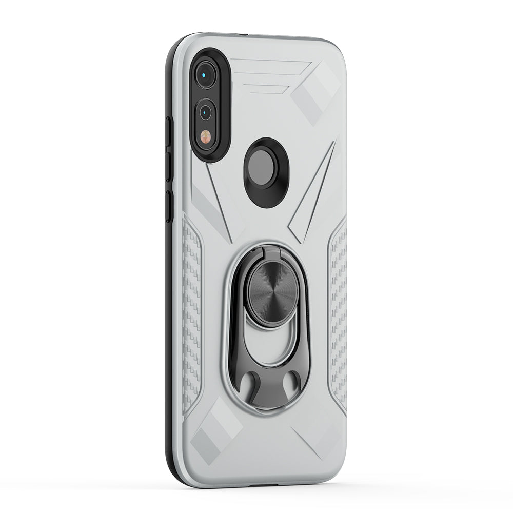 MOTOROLA E7 Case with Ring Holder In Silver - Crystal Clear & Reliable