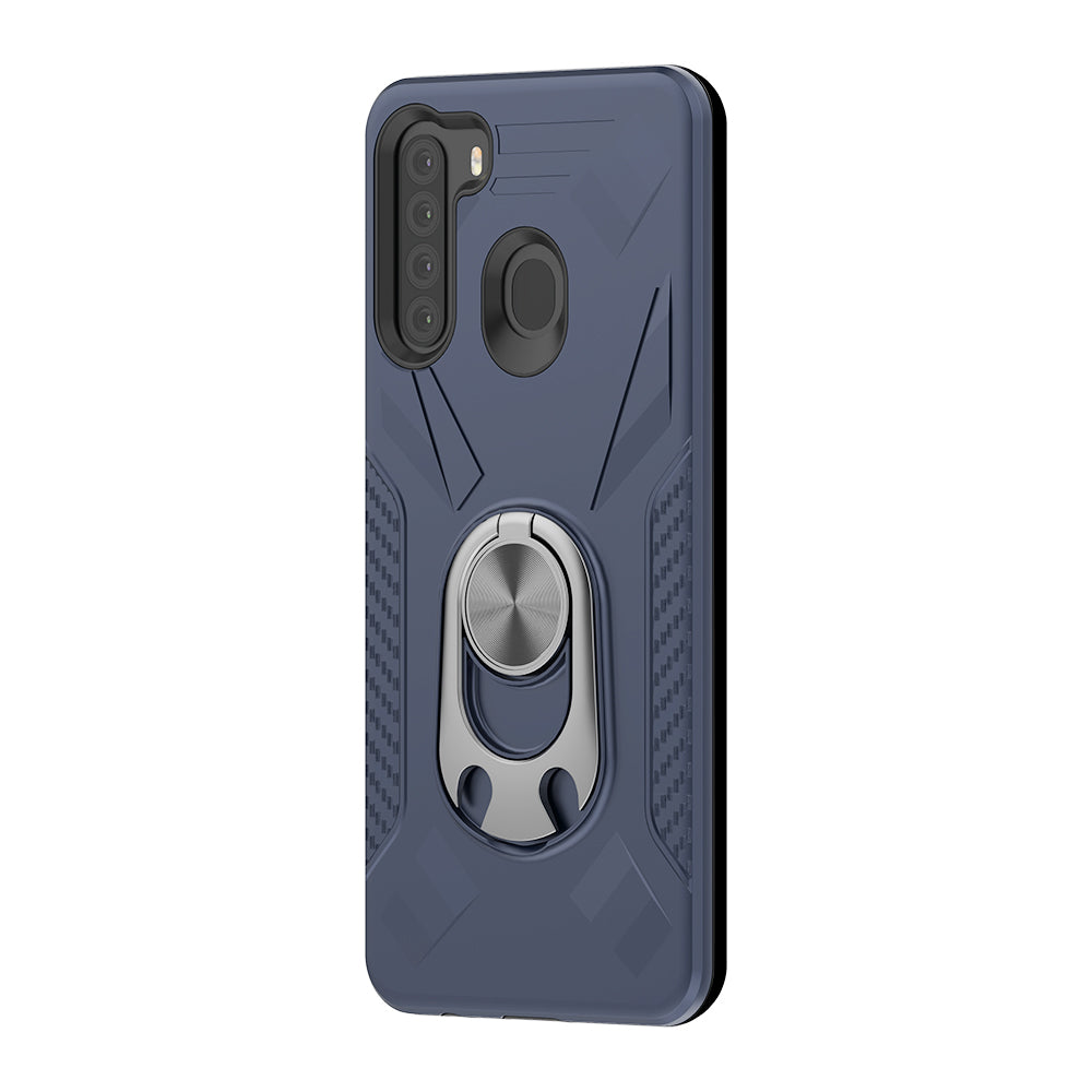 Phone Case with Ring Holder SAMSUNG GALAXY A21 In Blue - Heavy Duty & Reliable