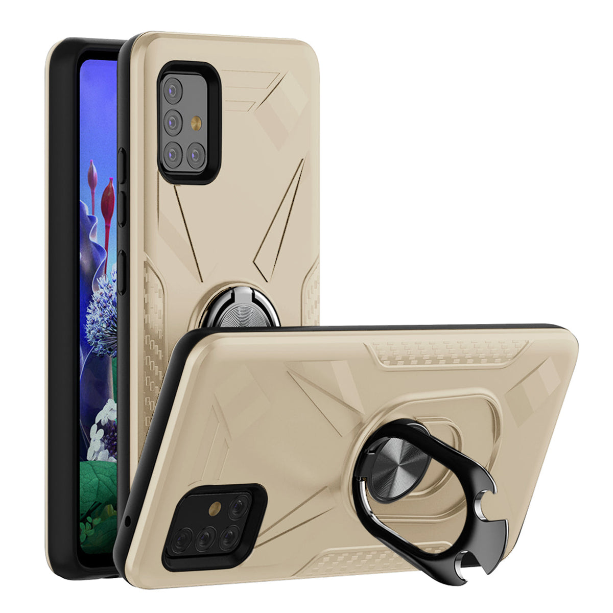 Phone Case with Ring Holder SAMSUNG GALAXY A51 5G In Gold - Shockproof & Reliable