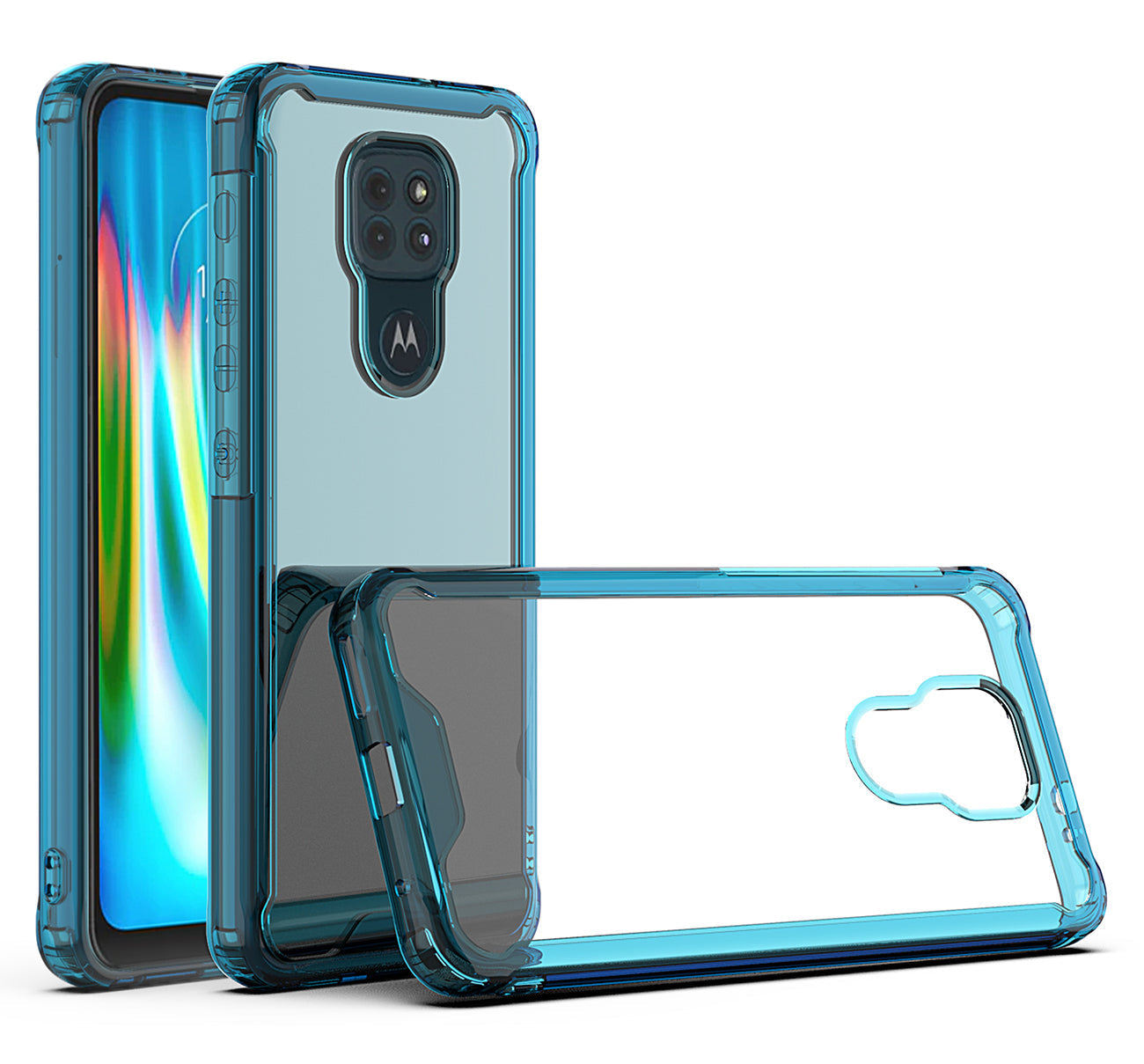Moto E7 Plus/G9/G9 Play High quality TPU Bumper and Clarity PC Case In Blue - Heavy Duty & Reliable