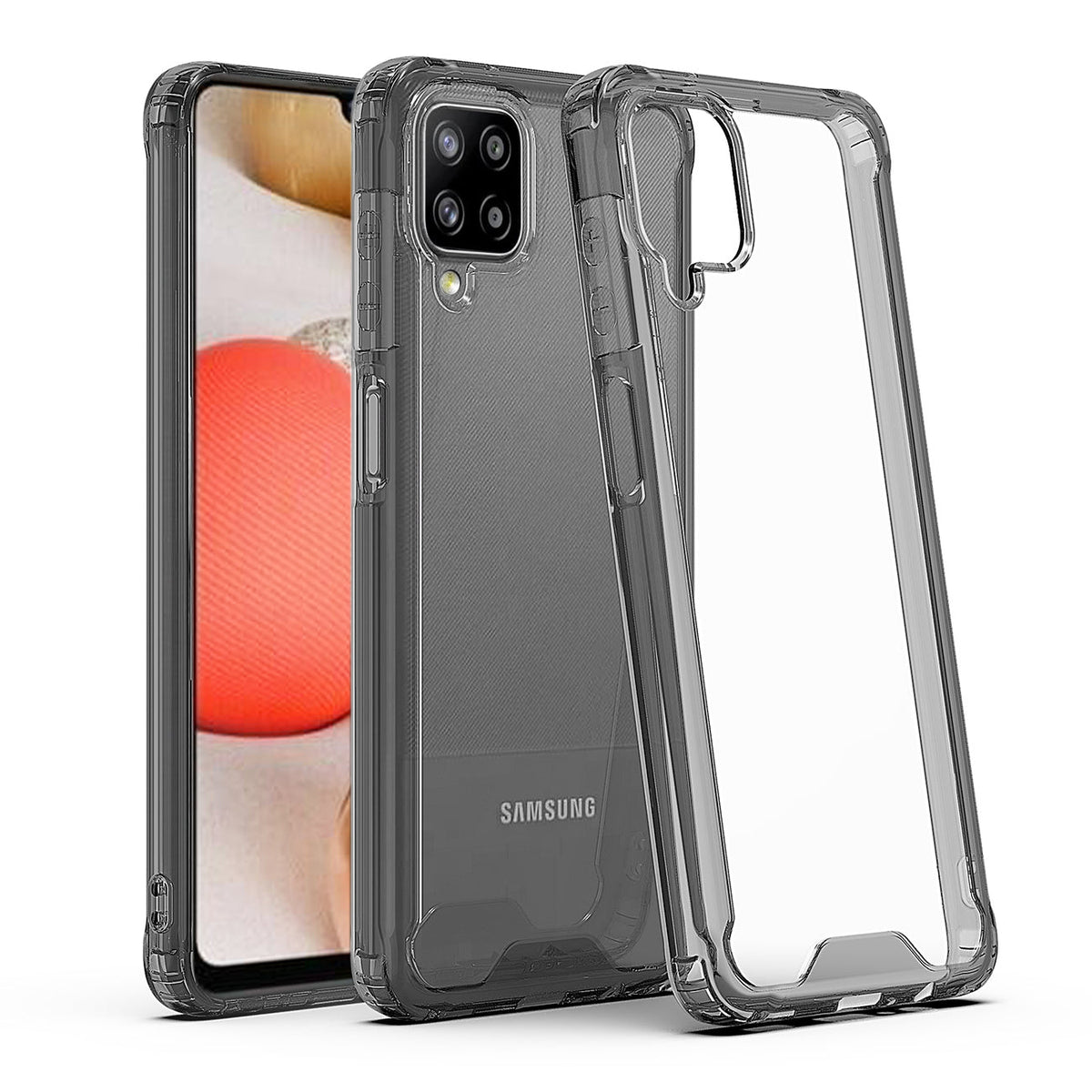 High Quality 2X Clean PC and TPU Bumper Case In Black For Samsung Galaxy A42 5G - Heavy Duty & Reliable
