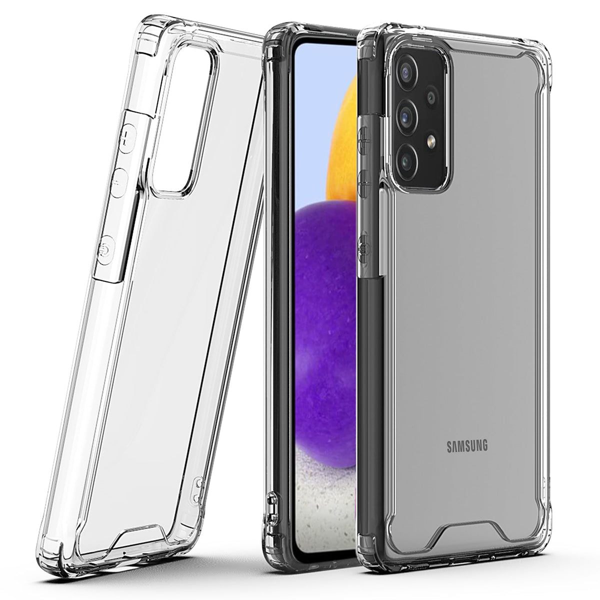 High Quality 2X Clean PC and TPU Bumper Case In Clear For Samsung Galaxy A72 5G - Durable & Reliable